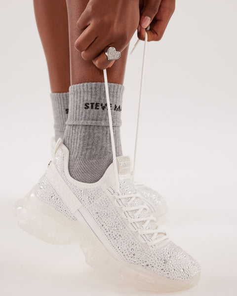 MAXIMA White Rhinestones Sneakers | Women\'s Sneakers – Steve Madden