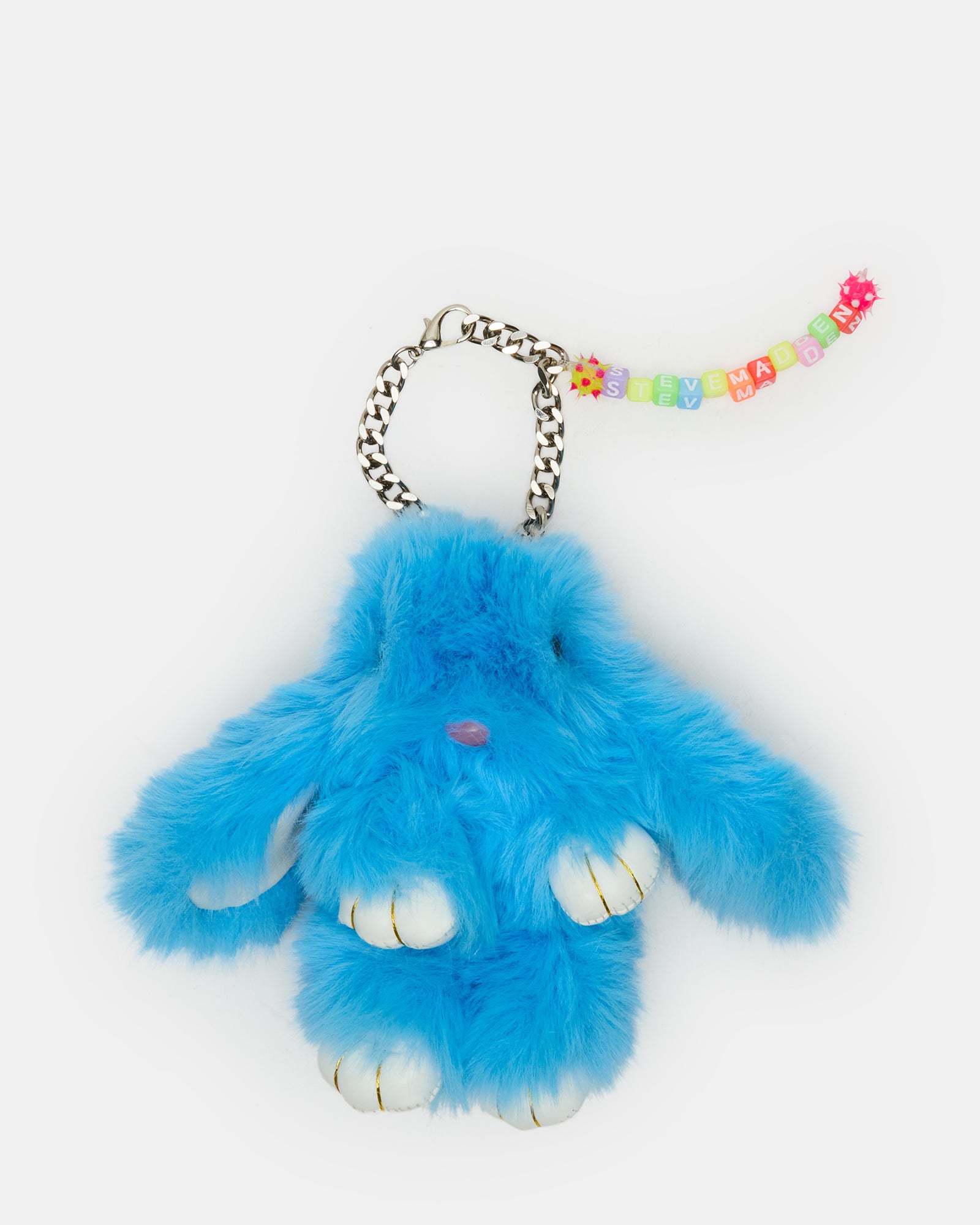 BUNNY BAG CHARM Blue Multi-Colored Alphabet Letter Beaded Plush