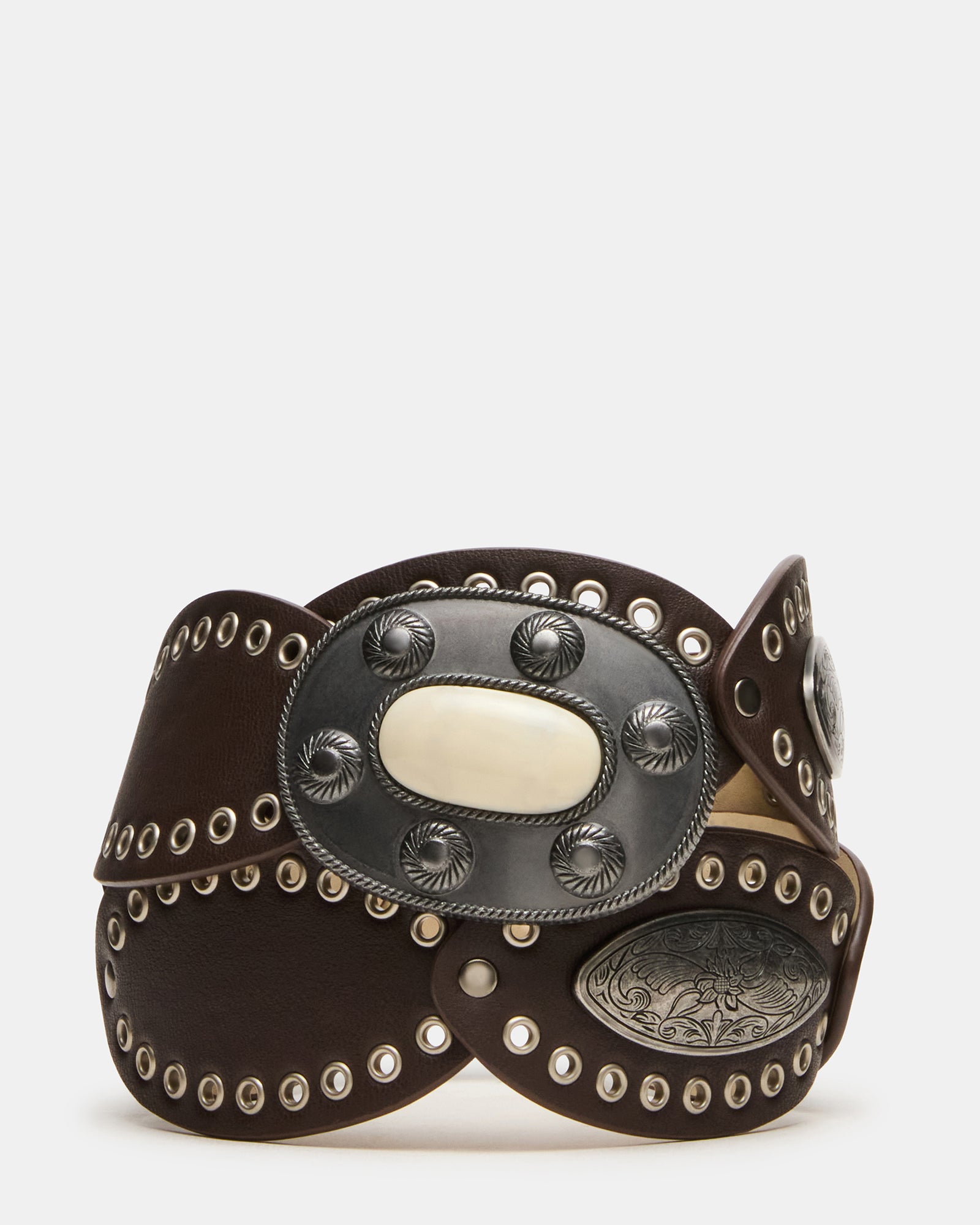 BOHO Oval Studded Disc Brown Women
