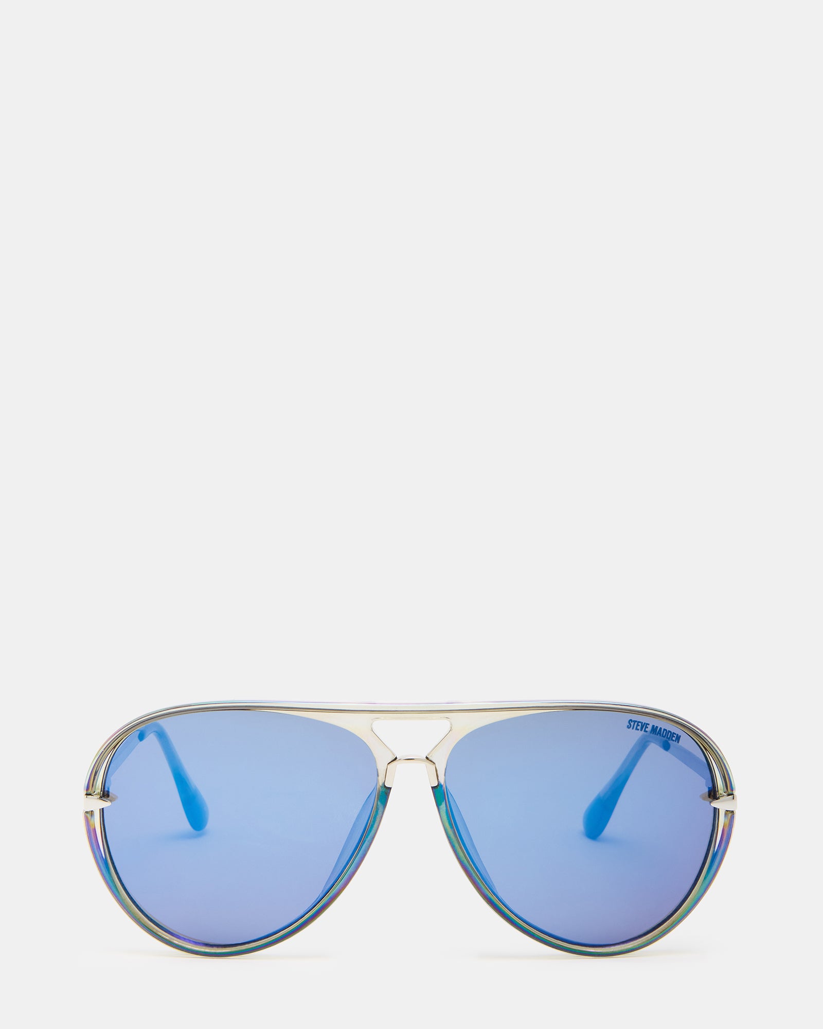 NUNCIO SUNGLASSES Grey Iridescent Blue Flash Aviator Sunglasses