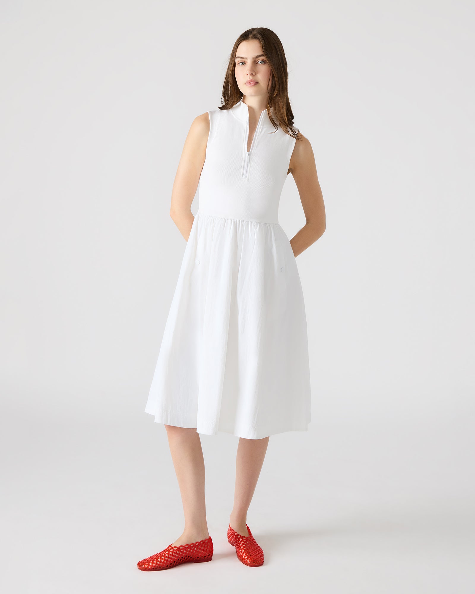 BERLIN White Women's Mock Neck Midi Dress Steve Madden BERLIN White Women's Mock Neck Midi Dress Steve Madden