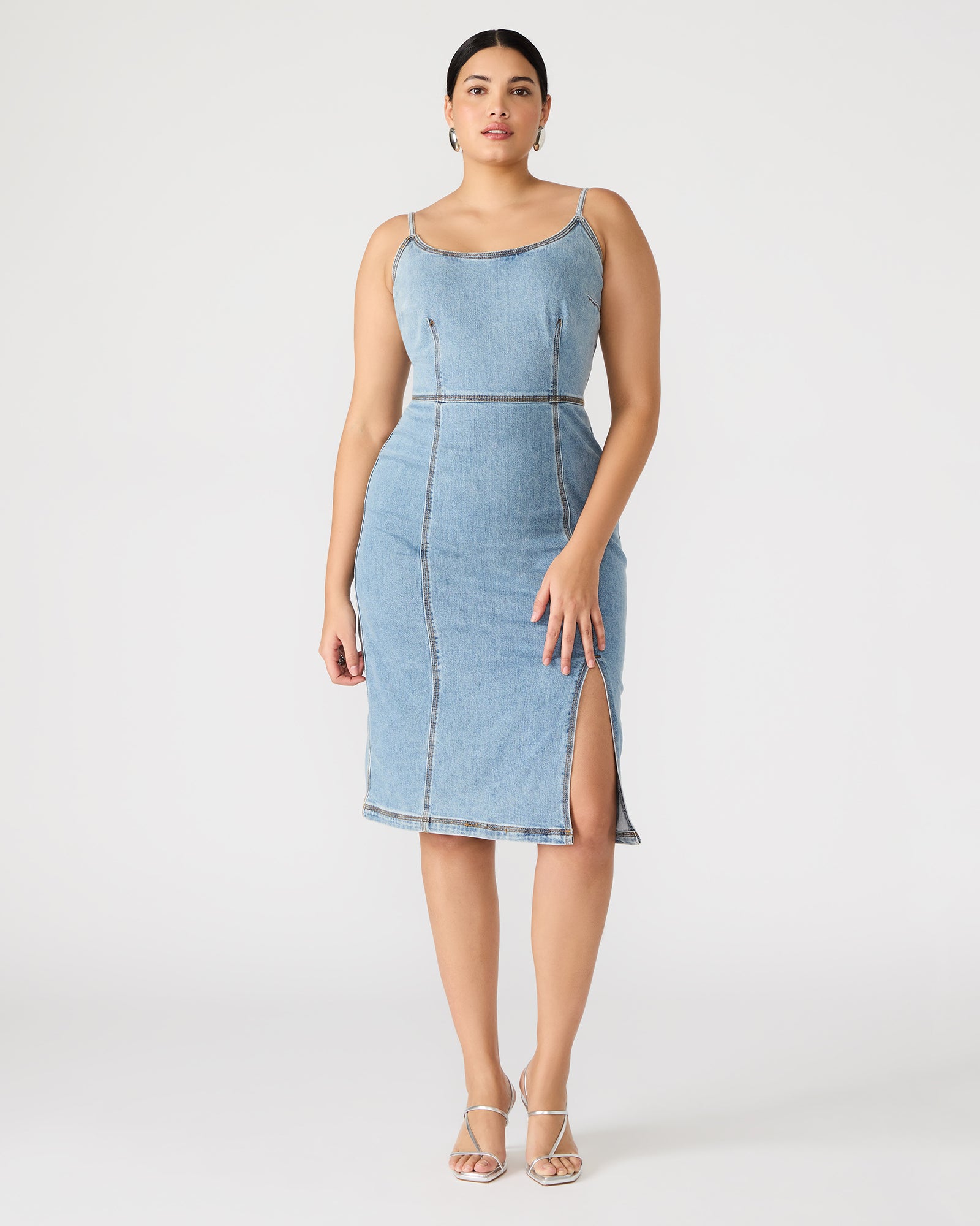 GISELLE Denim Women's Midi Dress with Slit – Steve Madden