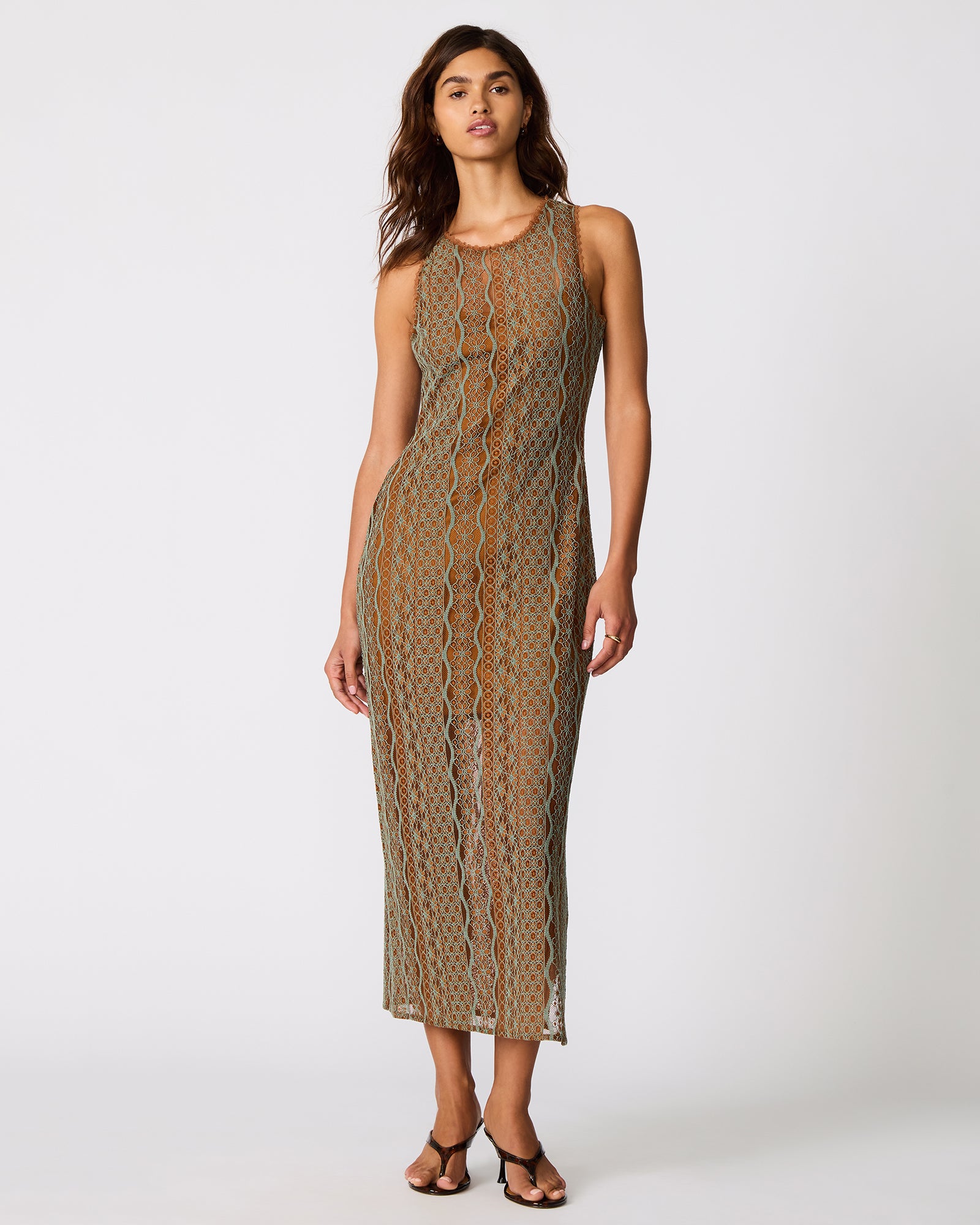 Steve Madden Women's Nyssa Dress Sleeveless Mesh Dresses - Rust Multi - Size Small - Cotton/Nylon Steve Madden Women's Nyssa Dress Sleeveless Mesh Dresses - Rust Multi - Size Small - Cotton/Nylon