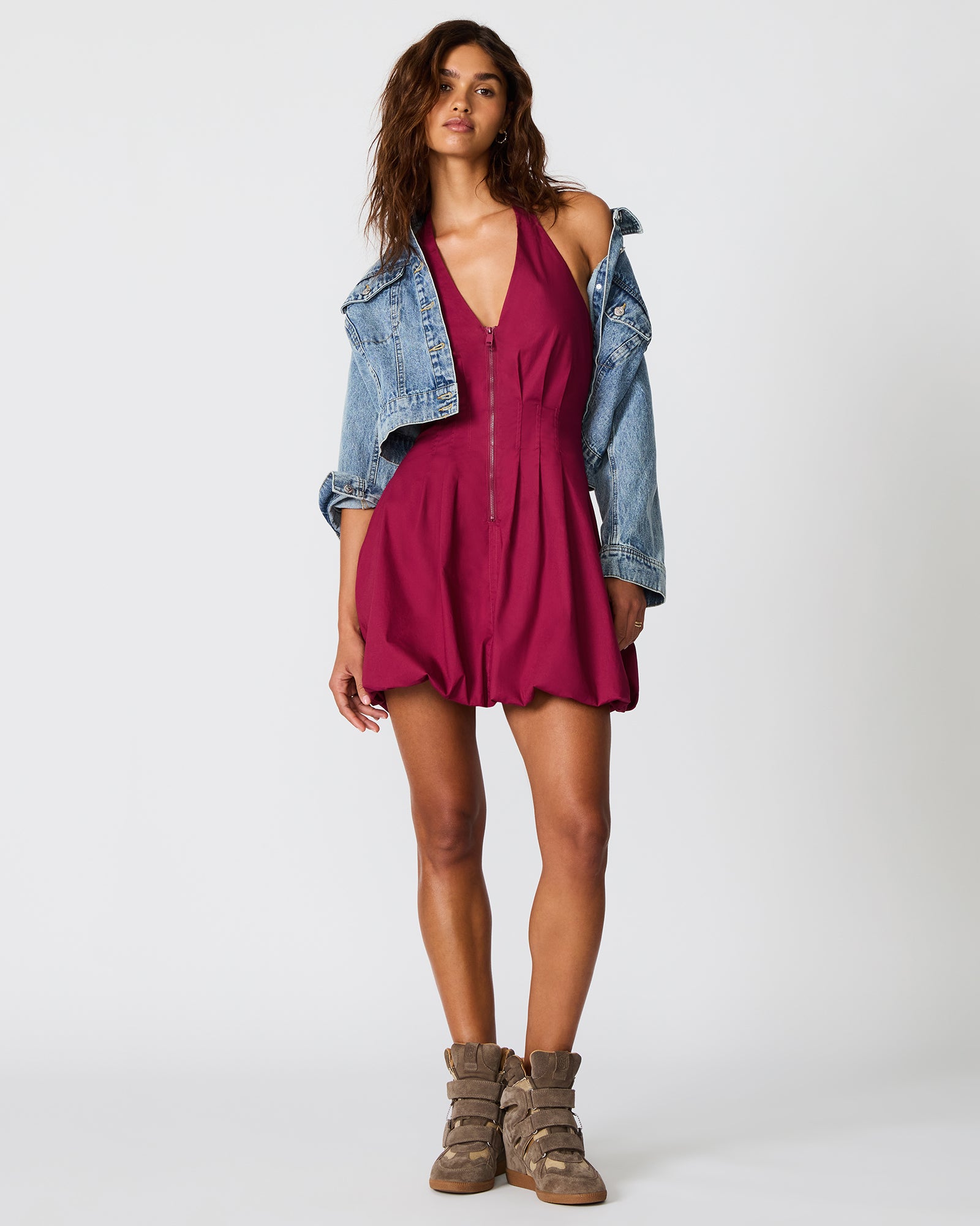 Steve Madden Women's Dianna Dress Sleeveless Bubble Dresses - Dark Red - Size Small - Cotton Steve Madden Women's Dianna Dress Sleeveless Bubble Dresses - Dark Red - Size Small - Cotton