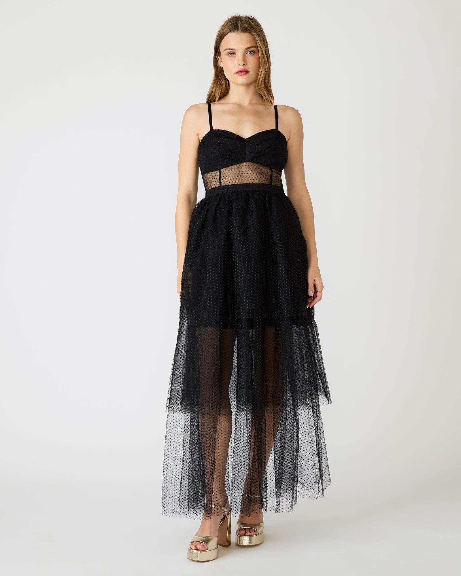 Steve Madden Women's Emily Tulle Dress Sleeveless Mesh Dresses - Black - Size 13/14 - Polyester Steve Madden Women's Emily Tulle Dress Sleeveless Mesh Dresses - Black - Size 13/14 - Polyester
