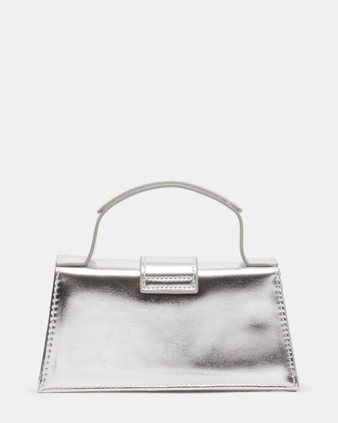 ARLAN Silver Metallic Trapezoidal Satchel Bag