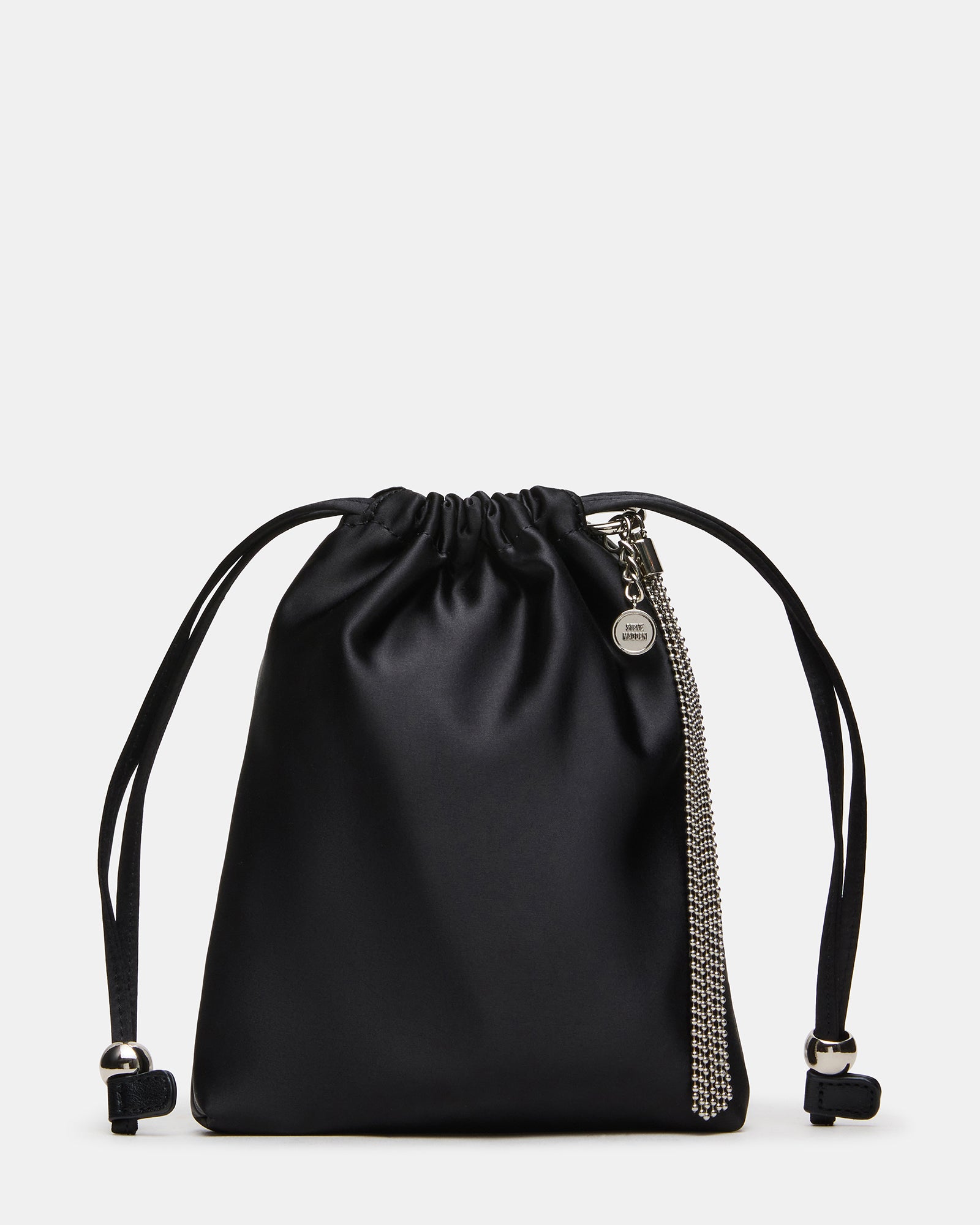CALISTA Black Tassel Drawstring Pouch Crossbody Clutch Handbag