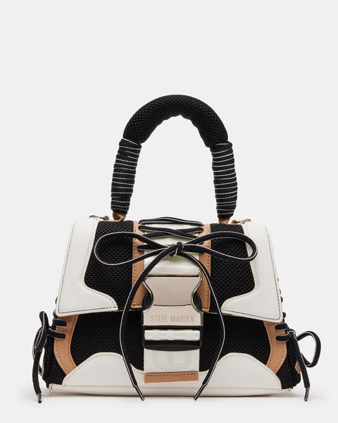 DIEGO Bag Black/Tan Handbag With Crossbody Strap