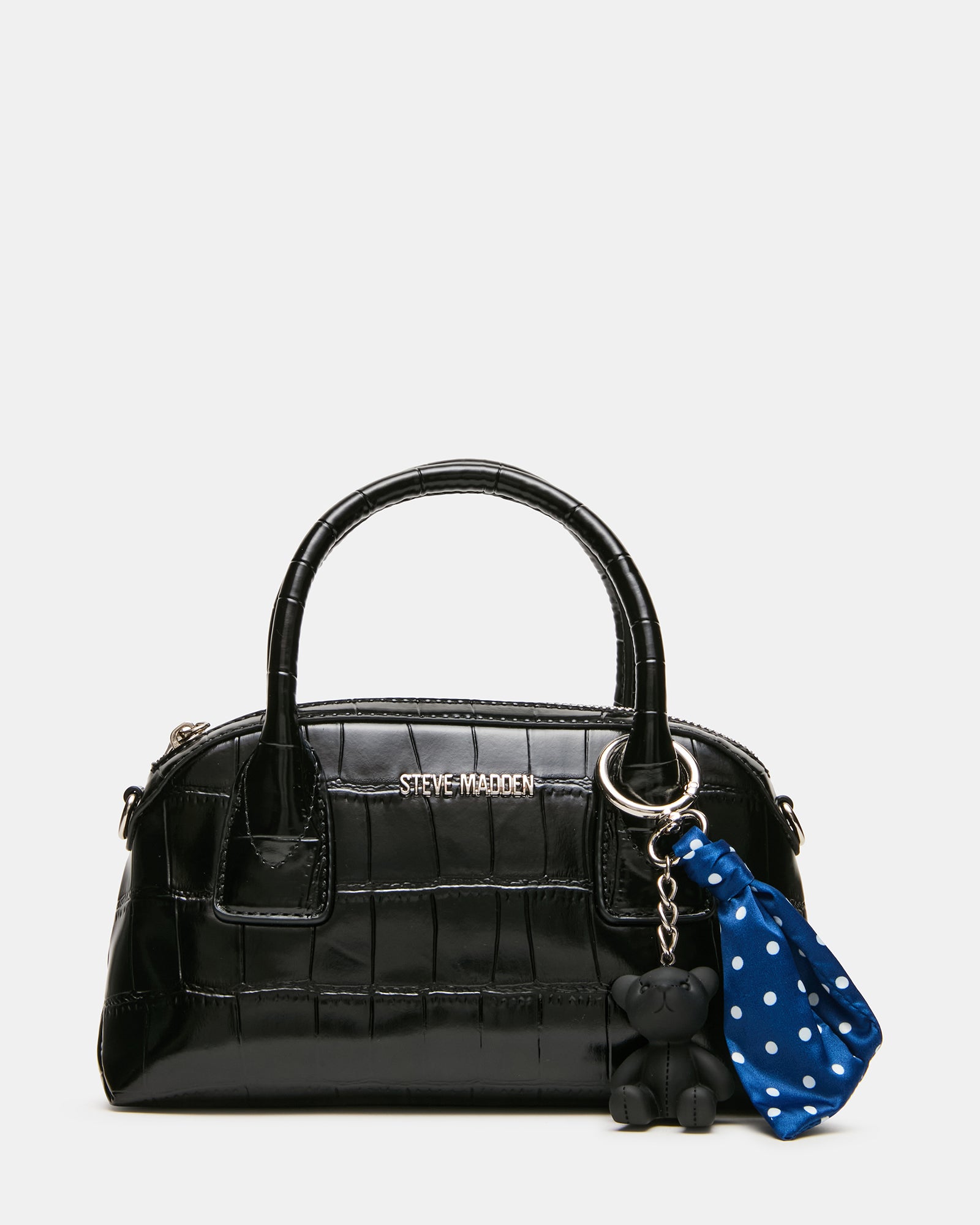 バックメロディ MELODIE Bag Black Crocodile Dome Satchel Top-Handle Crossbody