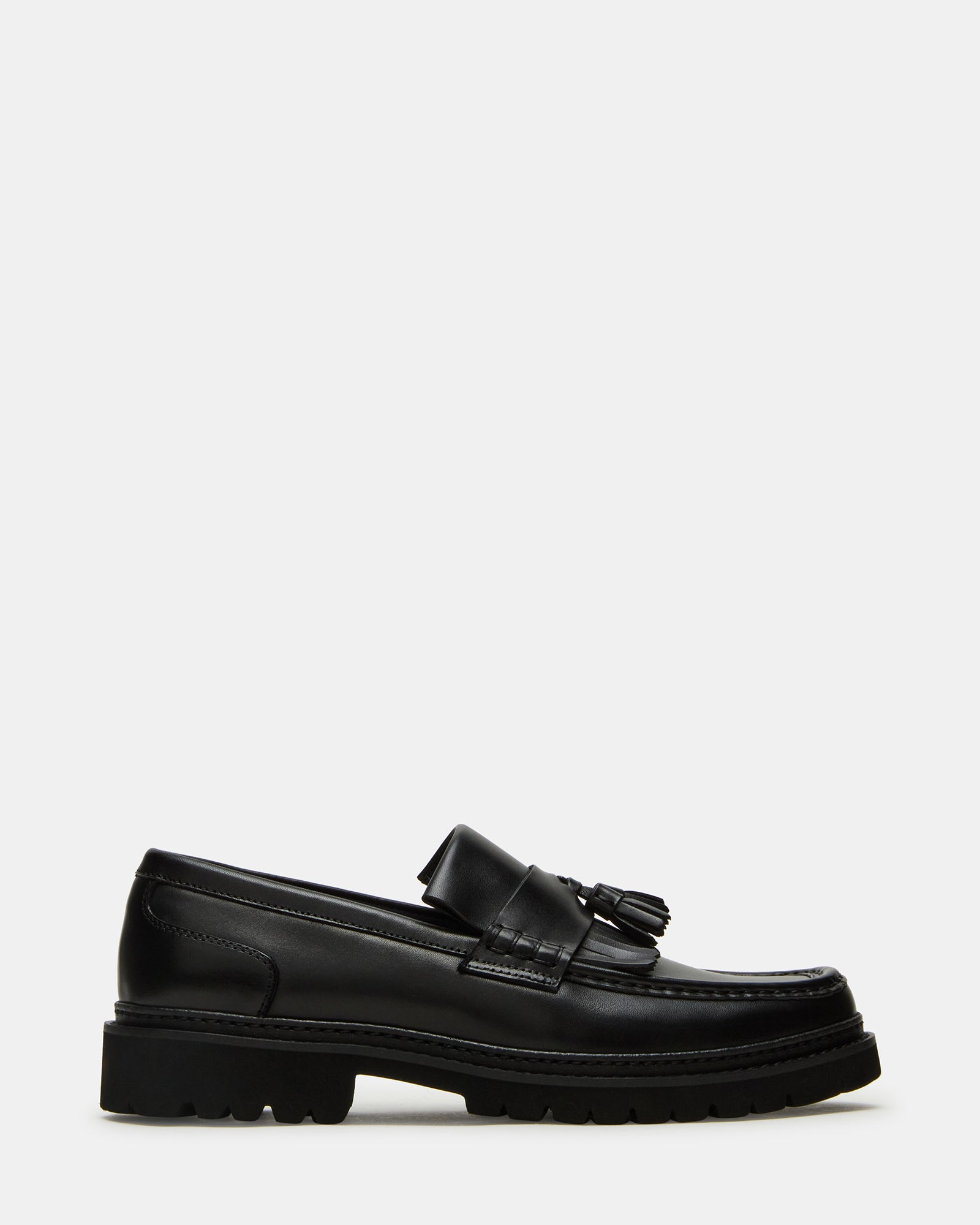 ARTHUS Black Leather Slip-On Tassel Men's Loafer