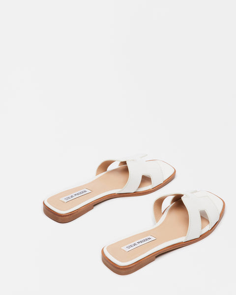 HADYN White Leather Sandal  Women's Designer Sandals – Steve Madden