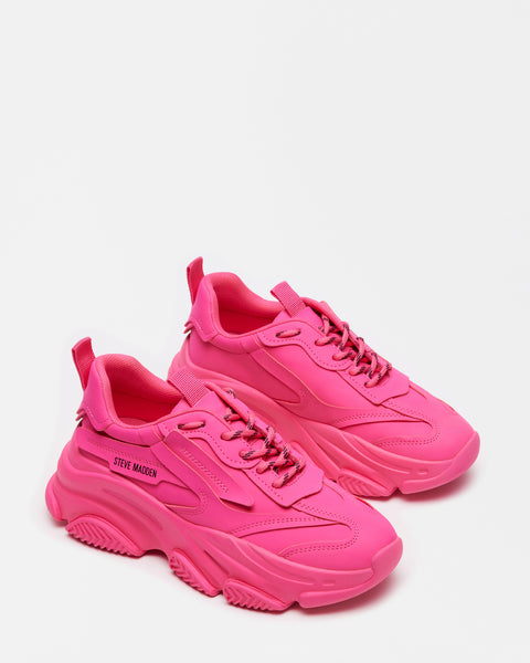 Steve Madden Diego Neon Pink Sneakerhead Colorblock Laced