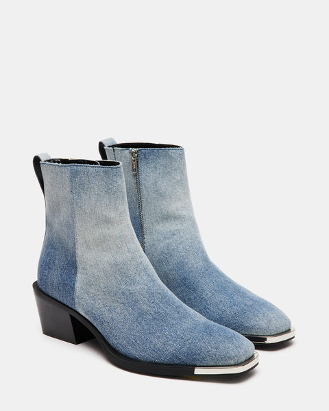 RICHIE Denim Fabric Western Ankle Boot