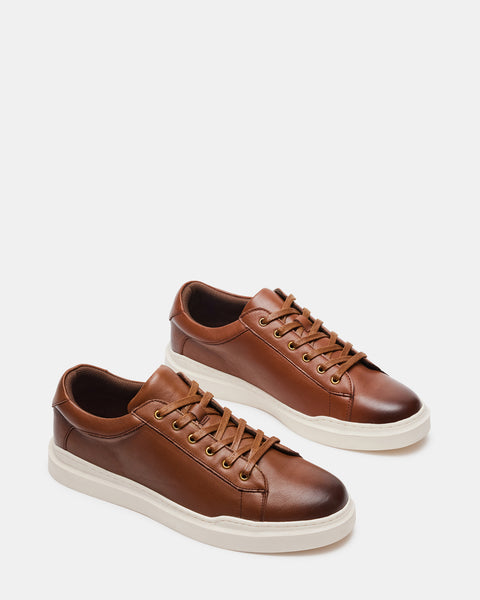 TILTON Cognac Leather Lace-Up Sneaker | Sneakers – Steve