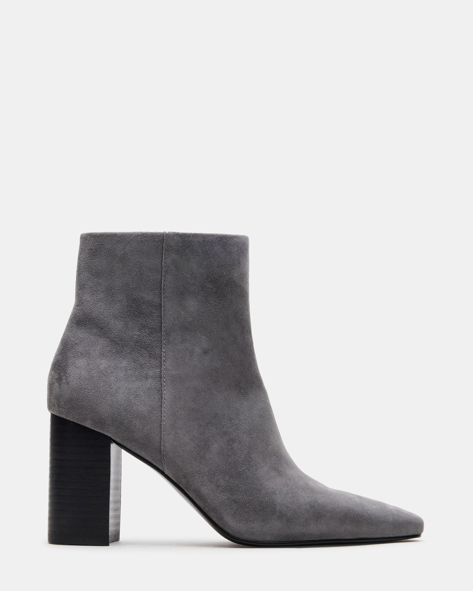 AIDAN Grey Suede Block Heel Ankle Boot Women's Booties – Steve