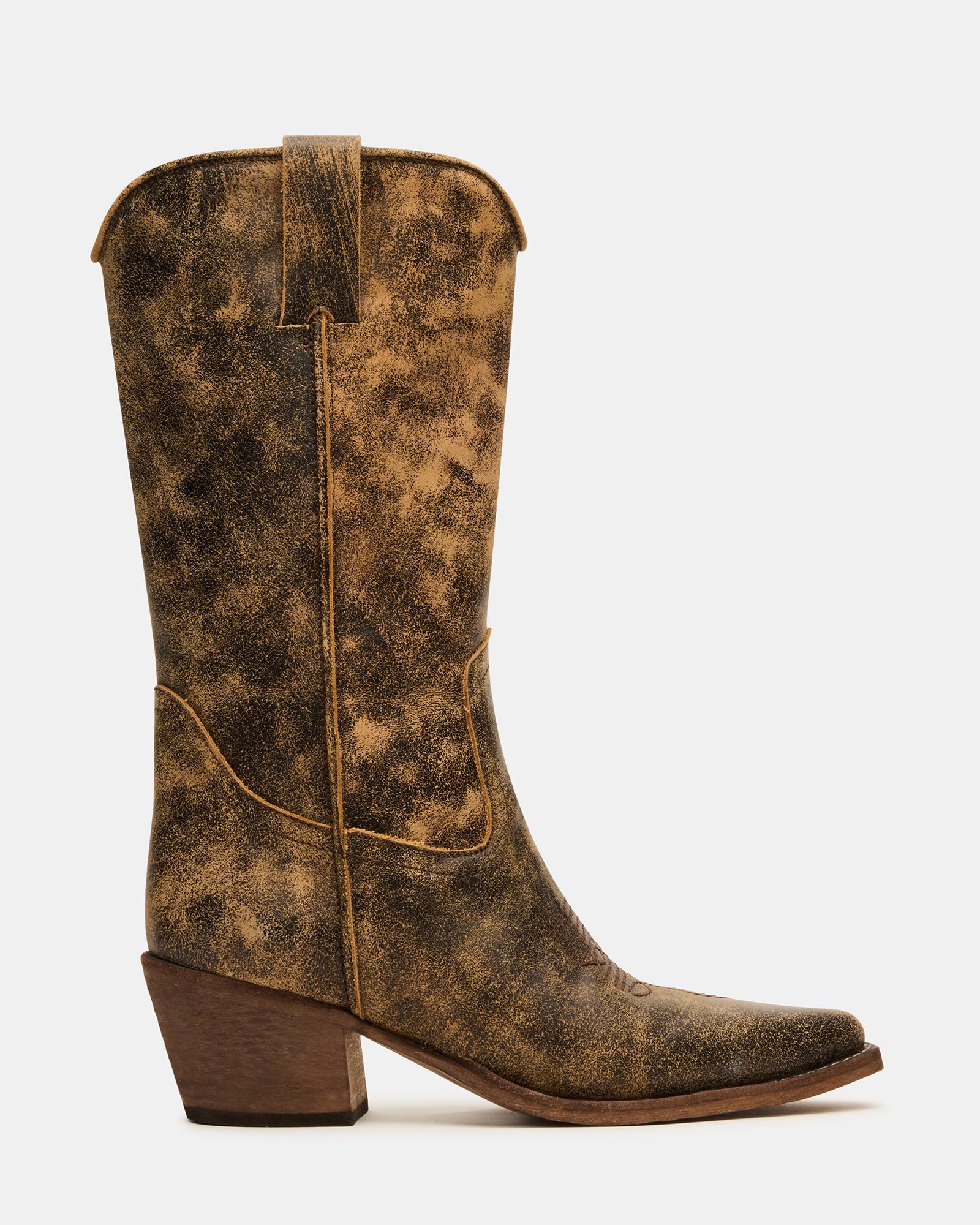 Steve Madden Women's Albany Block Heel Boots - Brown Distressed - Size 5 Steve Madden Women's Albany Block Heel Boots - Brown Distressed - Size 5