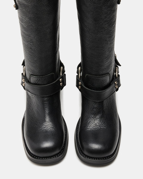 ASTOR Black Leather Knee High Boot