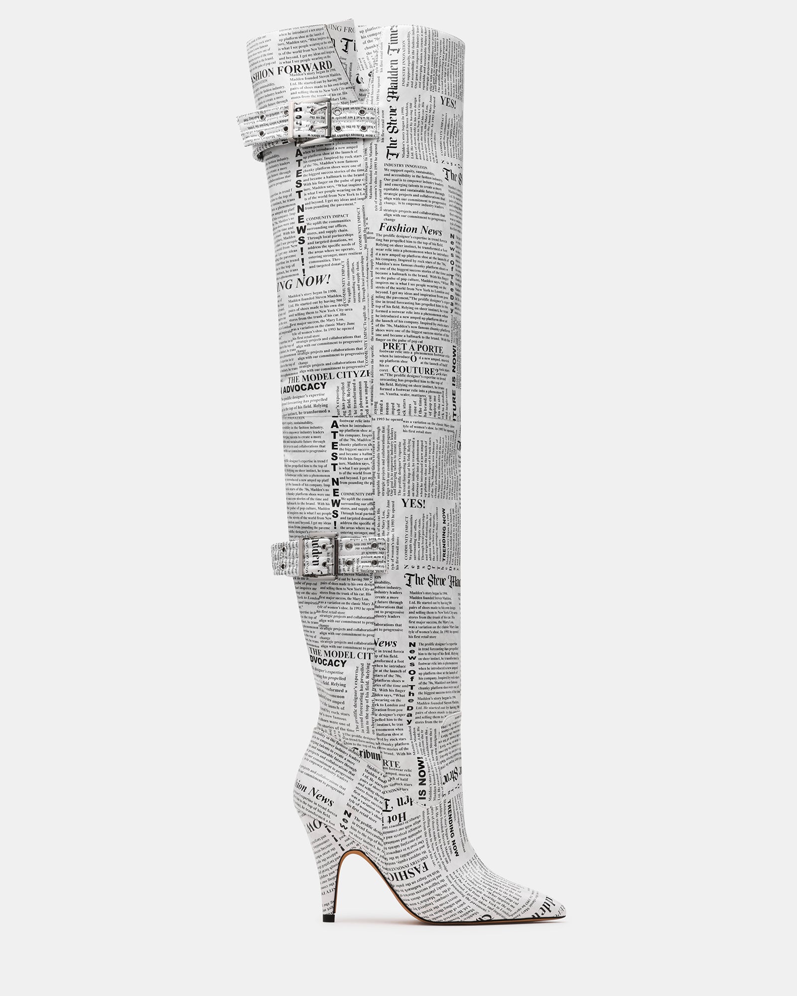 BADDIE Newspaper Over-The-Knee Moto Women's Boot – Steve Madden