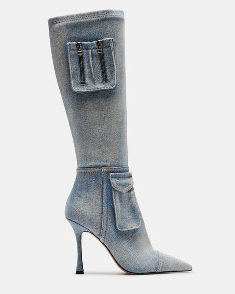 BECKHAM Denim Fabric Pointed Toe Stiletto Boot | Women's Boots – Steve Madden