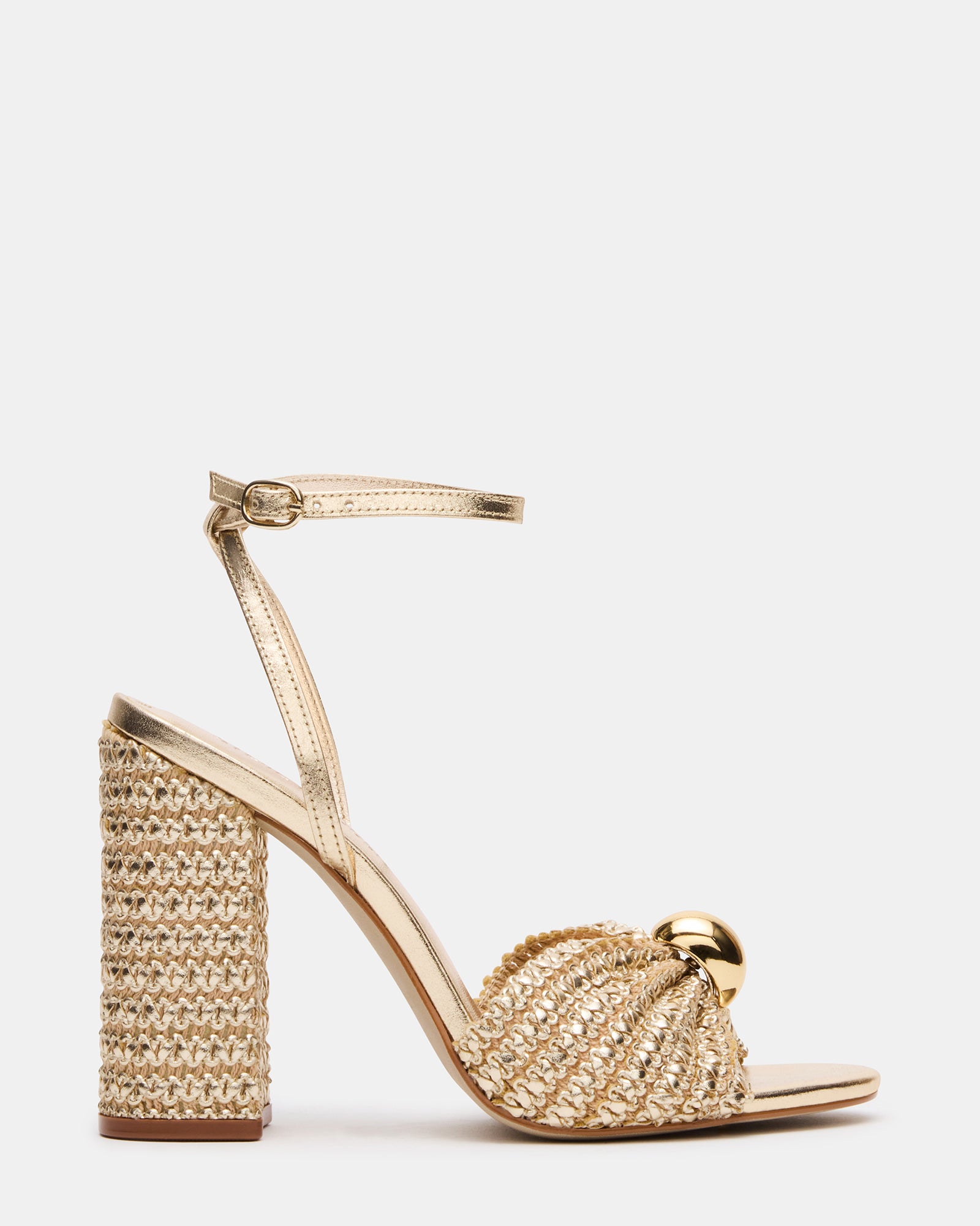 CHEYLA Gold Raffia Women's Block Heels – Steve Madden