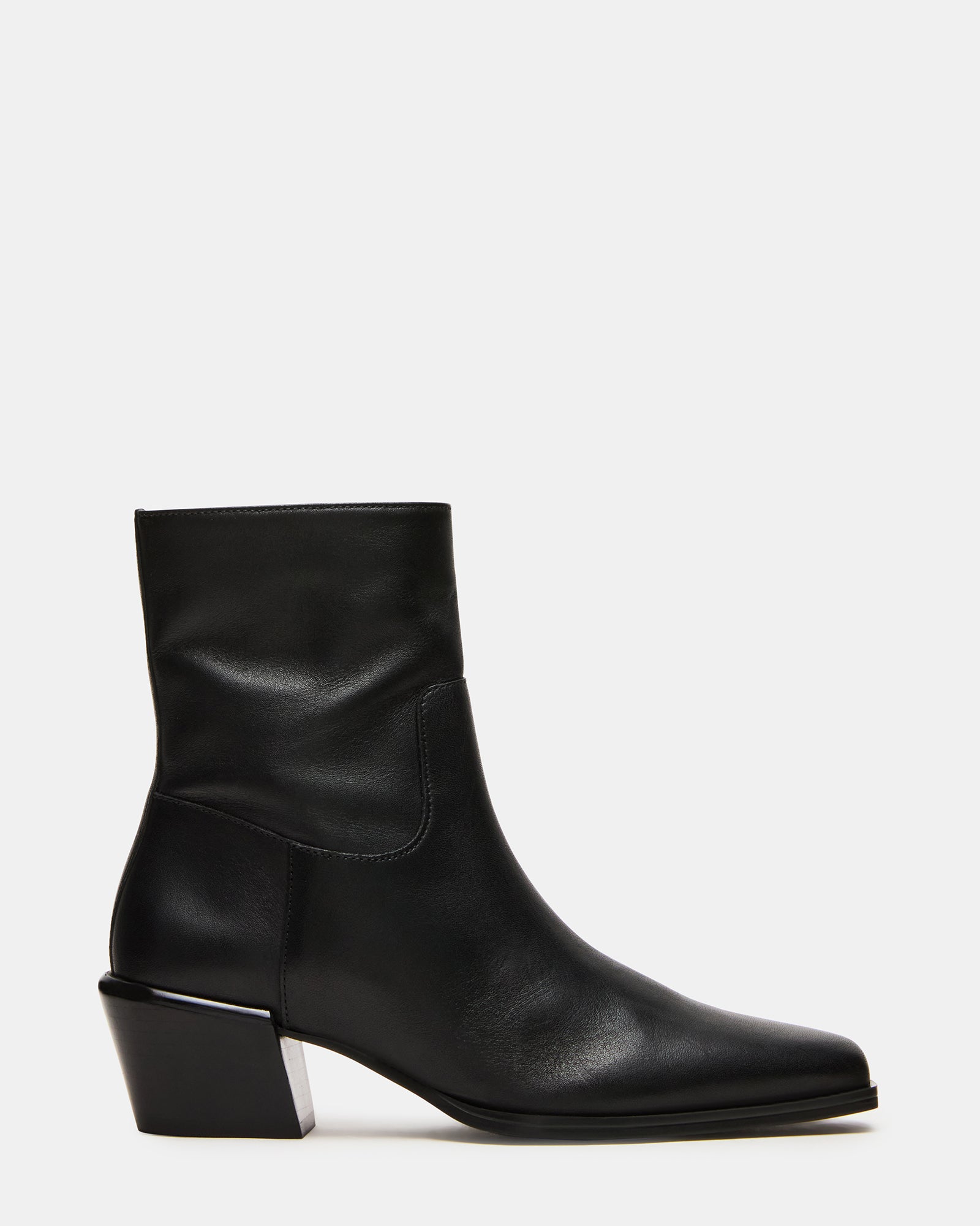 DANEY Black Leather Square-Toe Women's Ankle Boot – Steve Madden