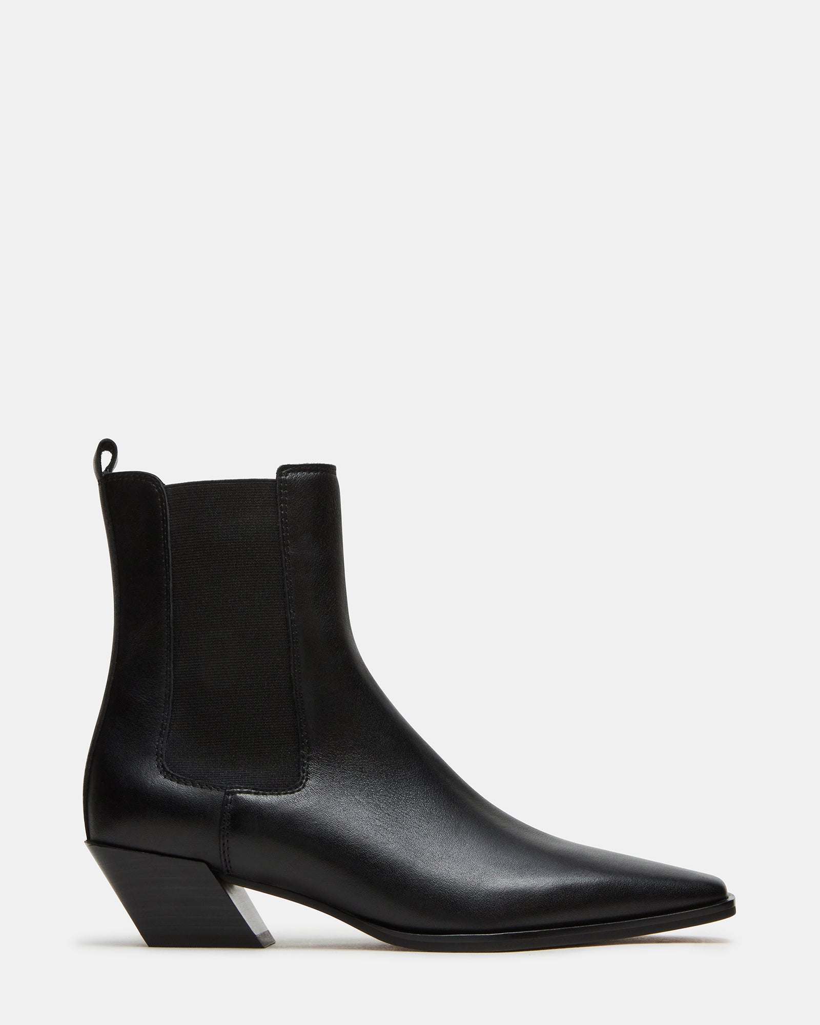 EVAN Black Leather Chelsea Ankle Boot Women's Booties – Steve Madden