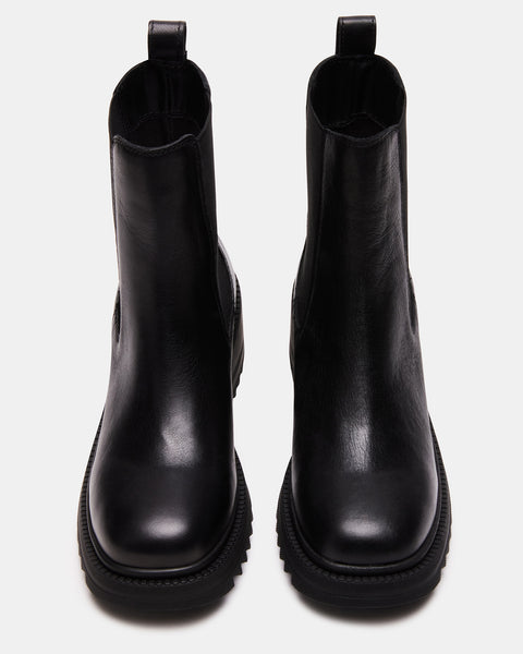 uddanne boble FALSK GARTH Black Leather Lug Sole Chelsea Boot | Women's Booties – Steve Madden