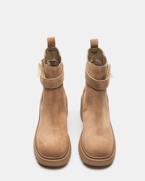 GATES Taupe Suede Lug Sole Chelsea Bootie | Women's Booties