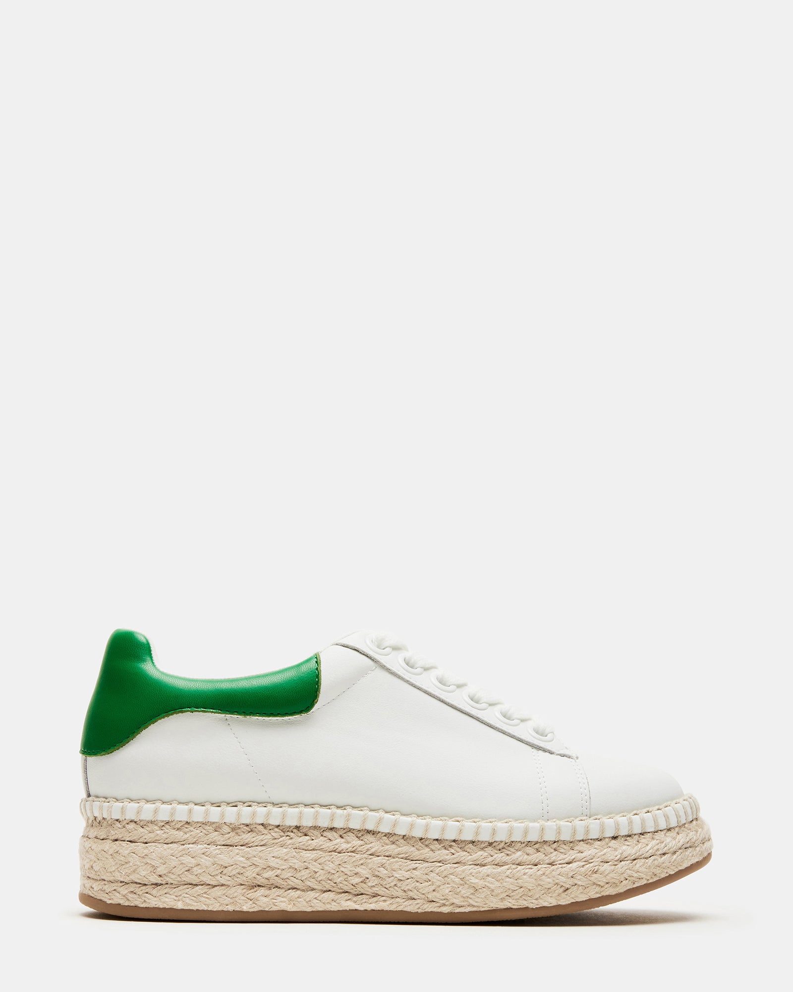 GLANCE White/Green Espadrille Platform Casual Women's Sneakers