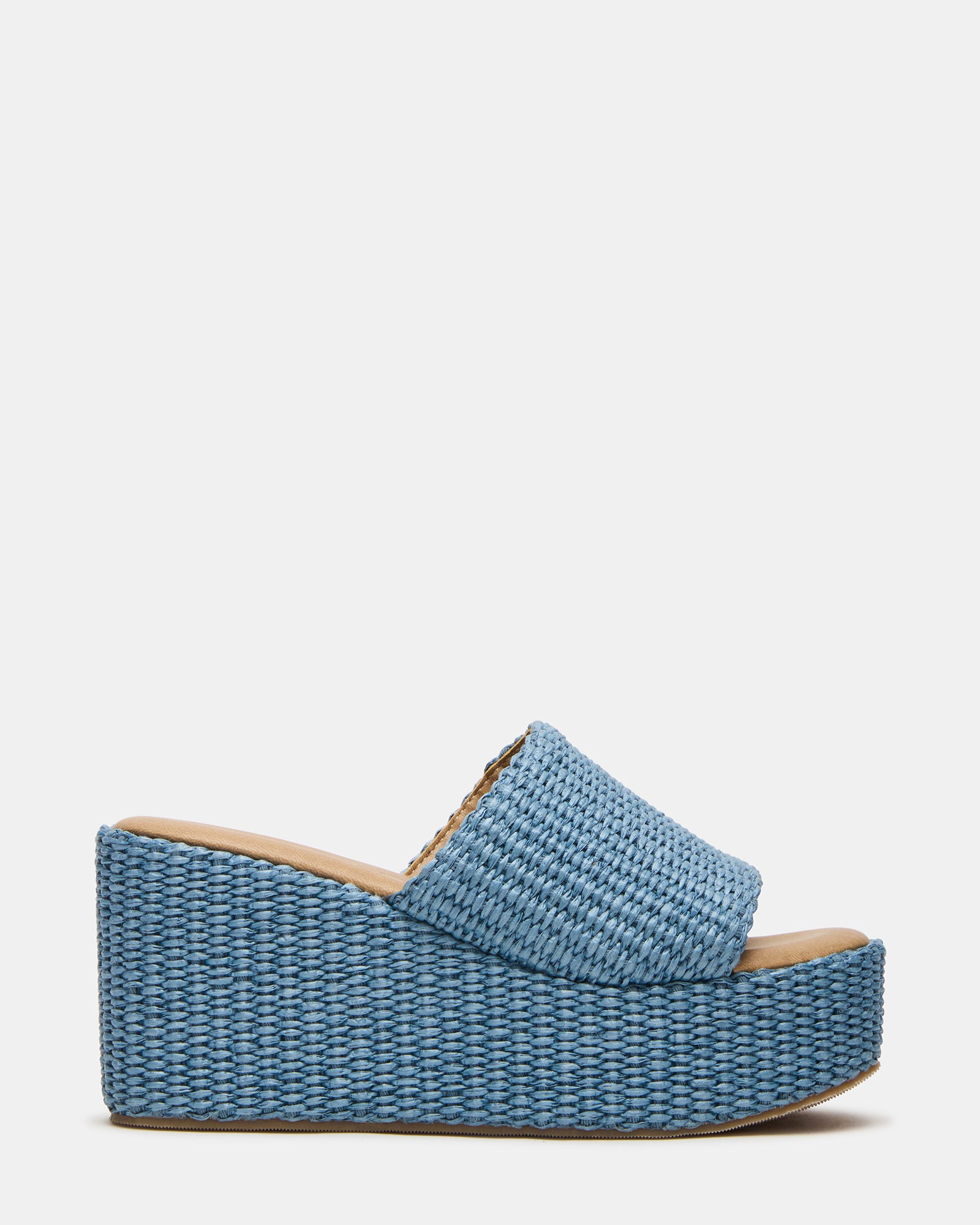 JETTY Blue Raffia Platform Wedge Women's Sandal – Steve Madden