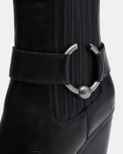 LAKELYNN Black Leather Ankle Bootie | Women's Booties – Steve Madden