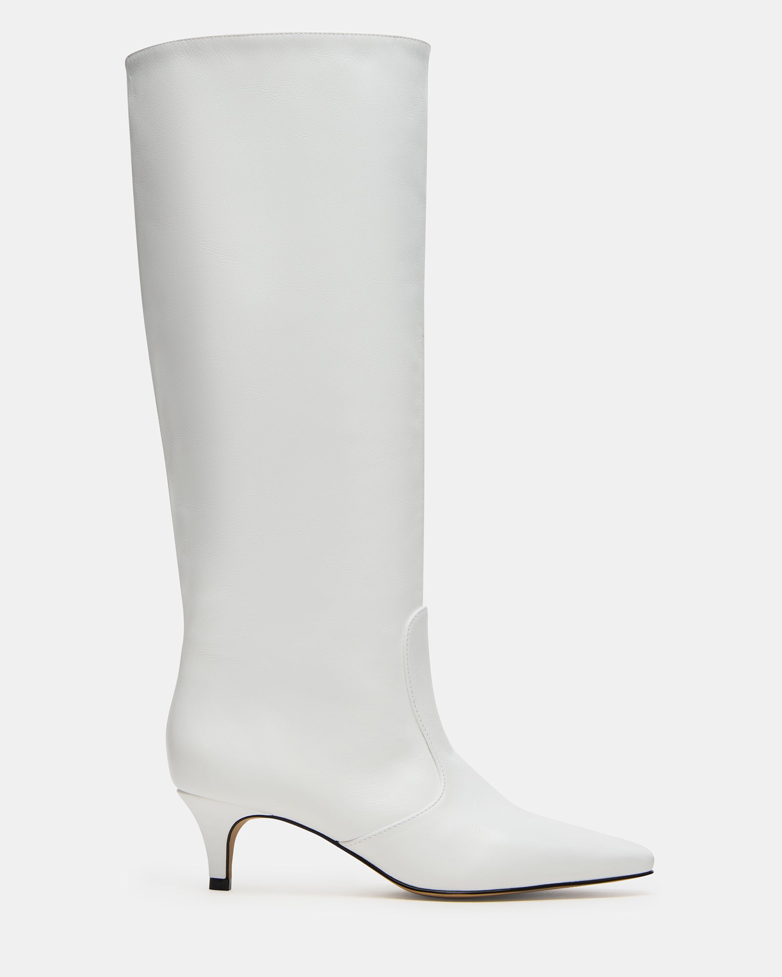 LANDER White Leather Knee-High Kitten Heel Women's Boot – Steve Madden