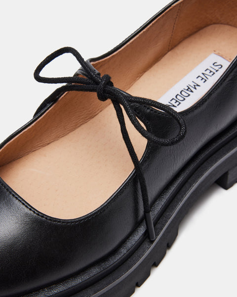 LANDON Black Leather Lug Sole Mary Jane Loafer | Women\'s Loafers – Steve  Madden