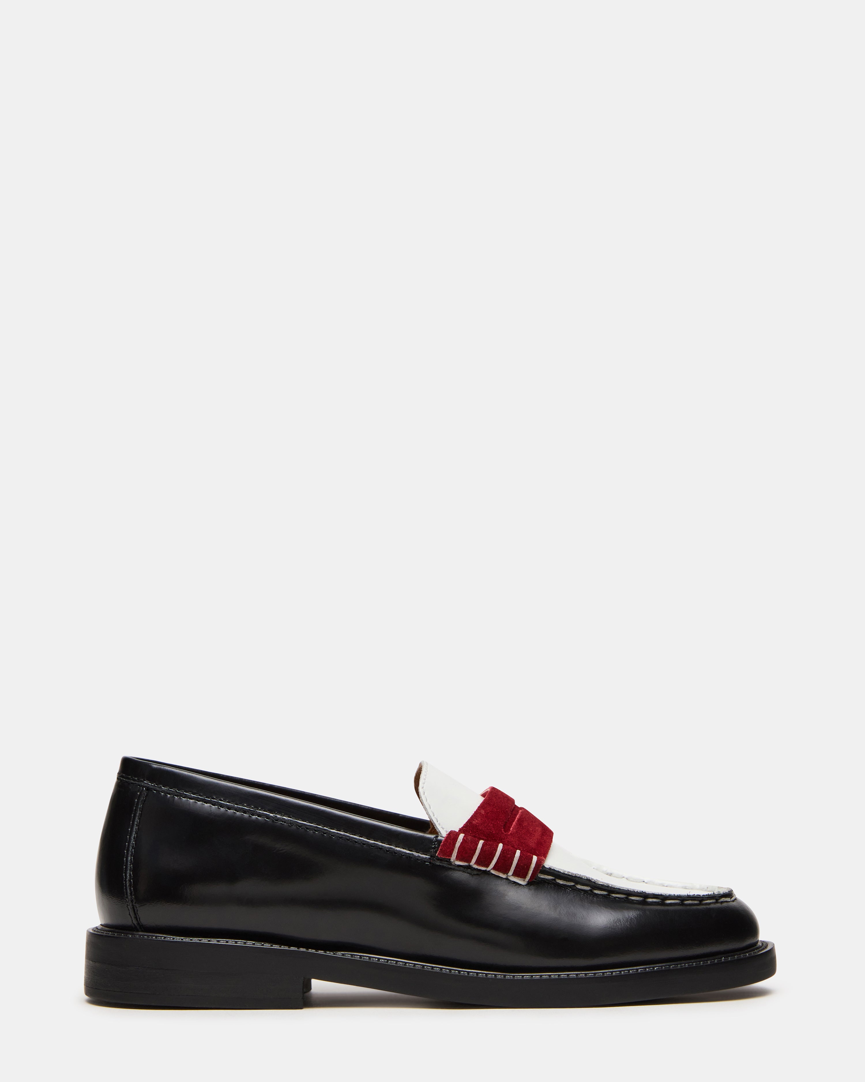 Steve Madden Women's Madison Loafers - Black/Red - Size 7.5 - Leather Steve Madden Women's Madison Loafers - Black/Red - Size 7.5 - Leather