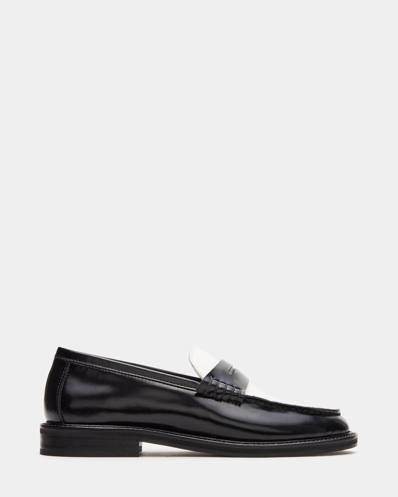 MADISON Black/White Leather Women's Penny Loafer – Steve Madden