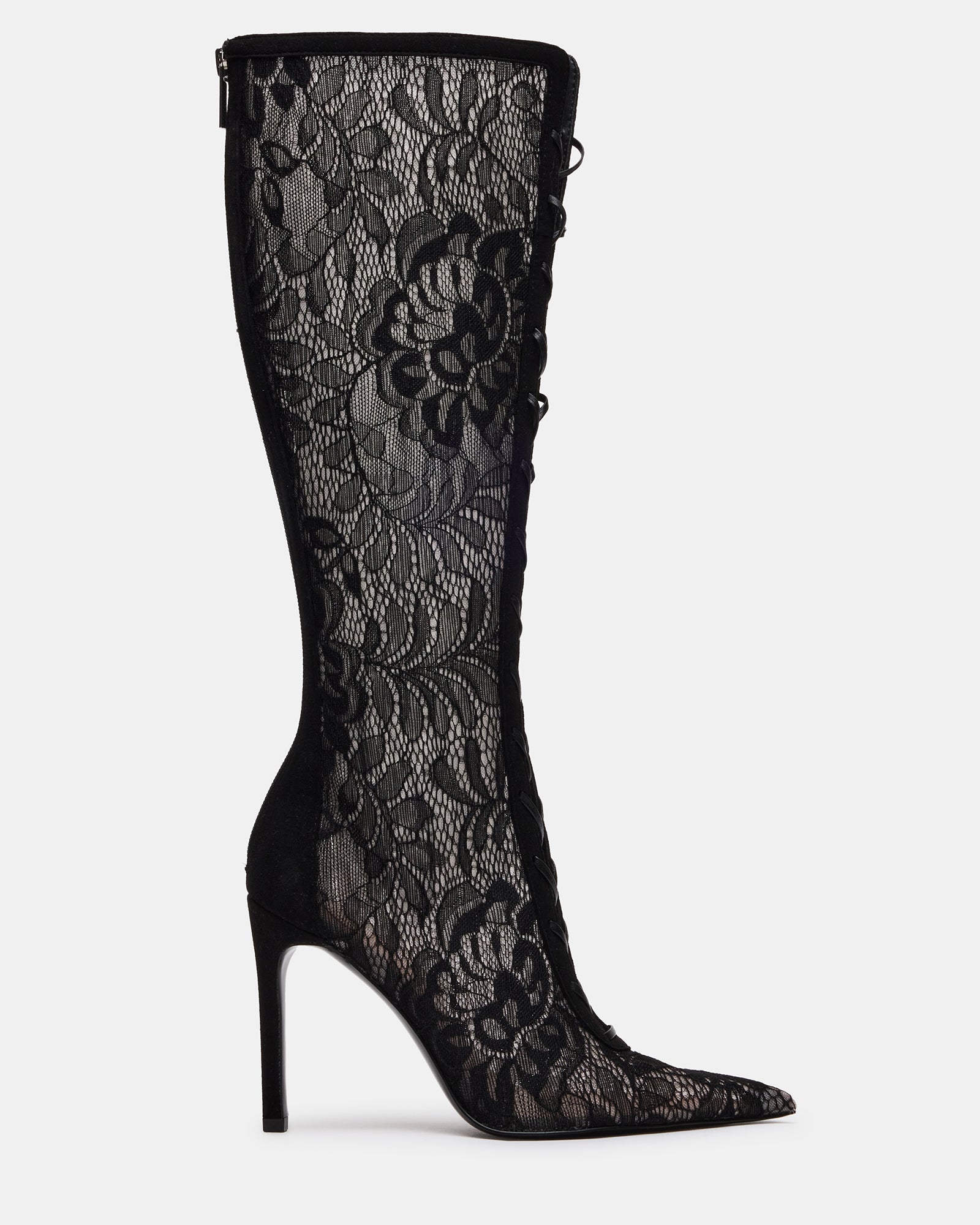 Steve Madden Women's Maxine Lace-Up Boots - Black Lace - Size 7 - Suede Steve Madden Women's Maxine Lace-Up Boots - Black Lace - Size 7 - Suede