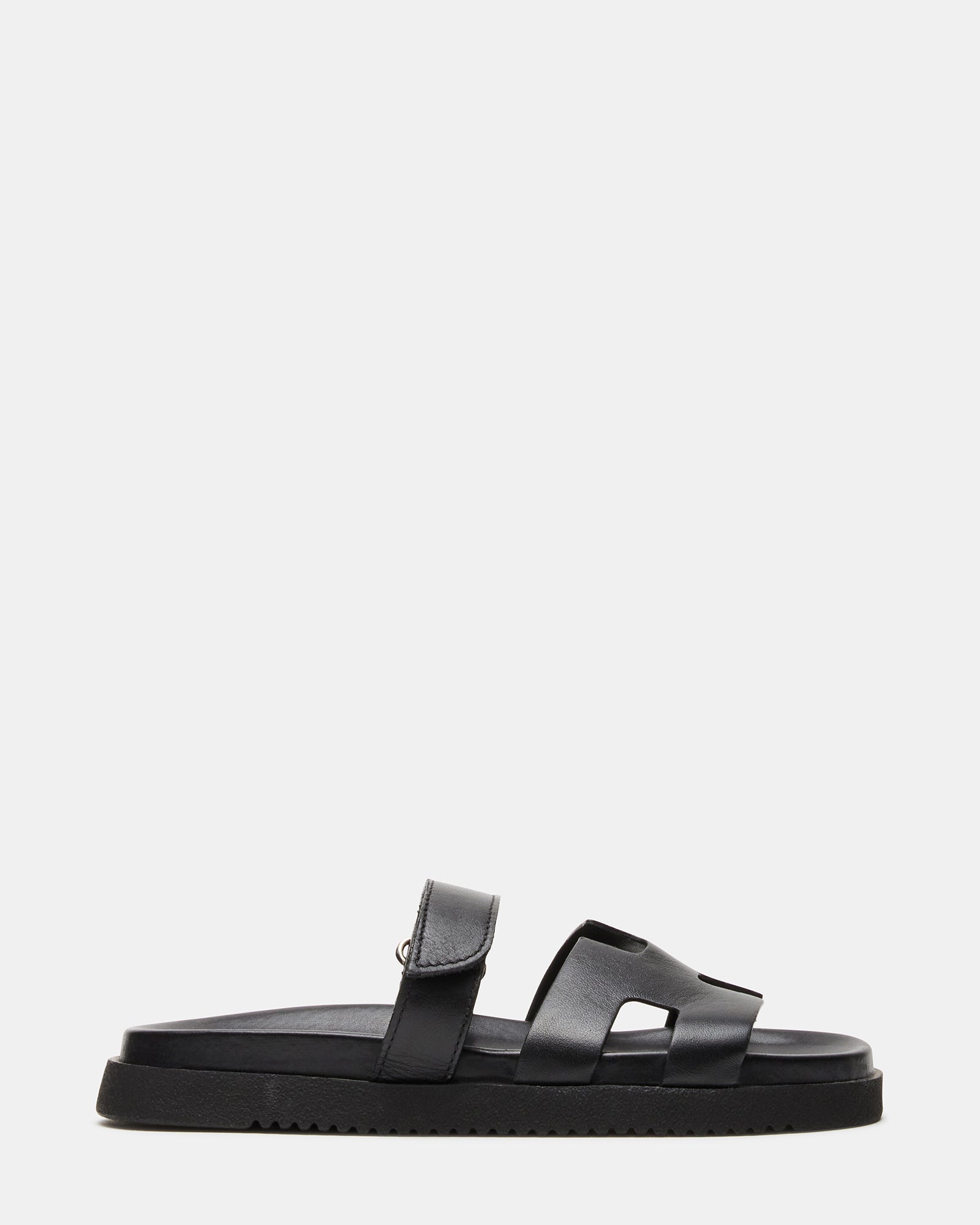 MAYVEN Black Leather Flatform Slide Women's Sandal – Steve Madden