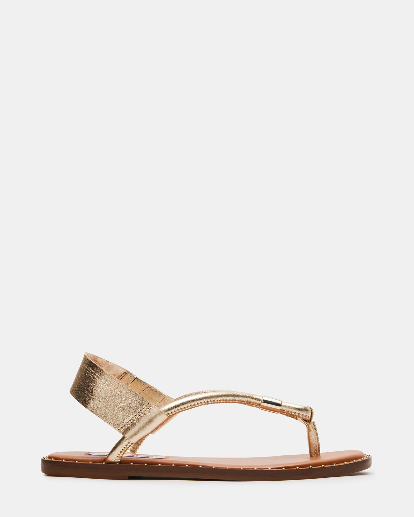 MEDUZA Gold Leather Women's Studded Thong Sandal – Steve Madden