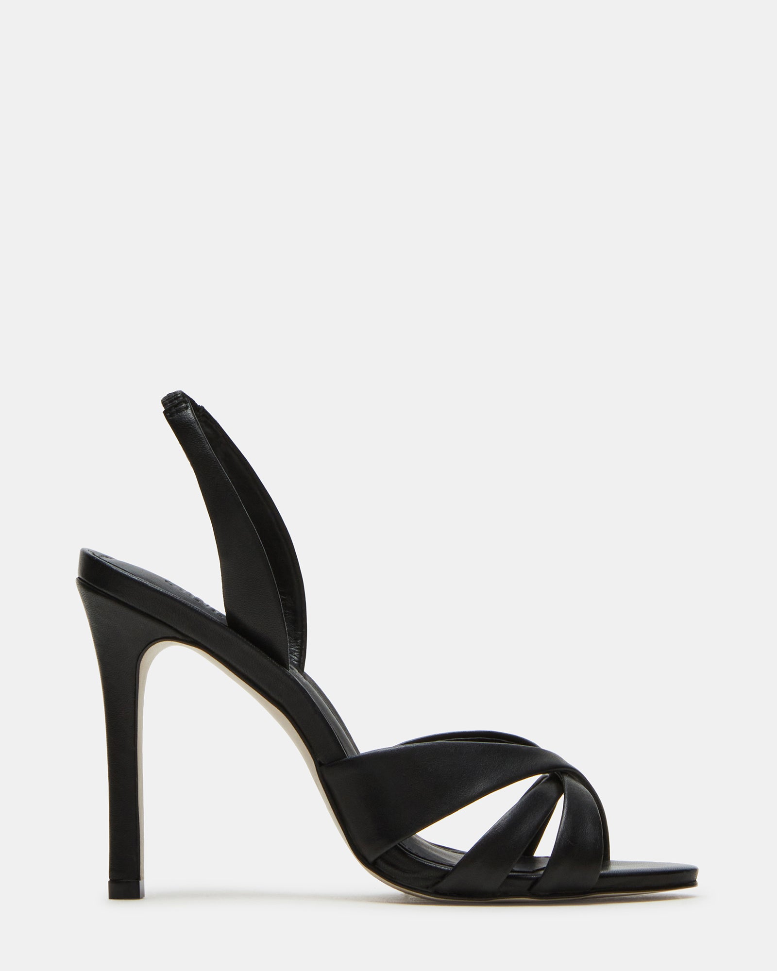 MINX Black Leather Slingback Strappy Stiletto Heel Women's Heels