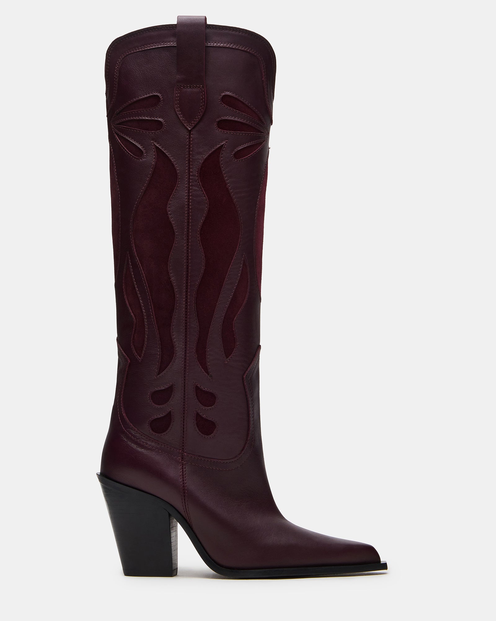 OUTLAW Wine Leather Pointed-Toe Knee-High Western Women's Boot