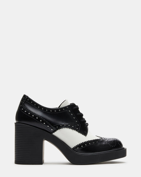 Black and white block heel shoes Clearance