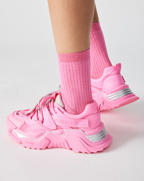 Unisex Throwback Sock - Powder Pink/White