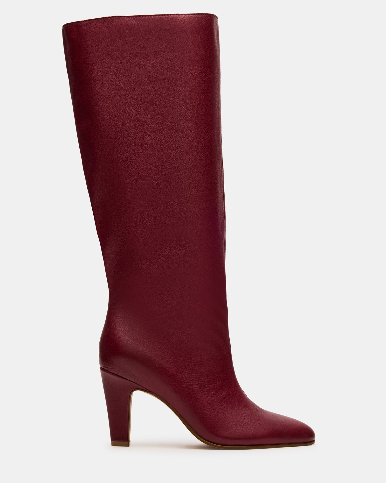 (取寄) スティーブマデン レディース  Steve Madden women Rizk Burgundy Leather RIZK Burgundy Leather Knee-High Rounded Toe Heeled Women's Boot