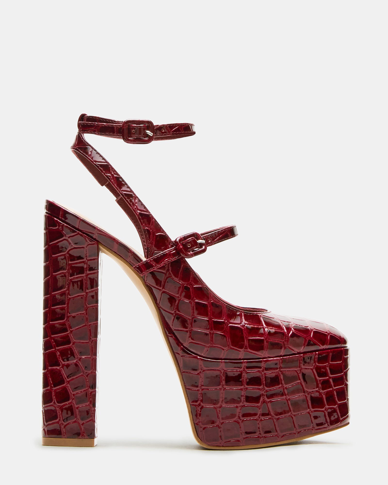 SCOTLYN Red Crocodile Women's Platform Block Heel – Steve Madden