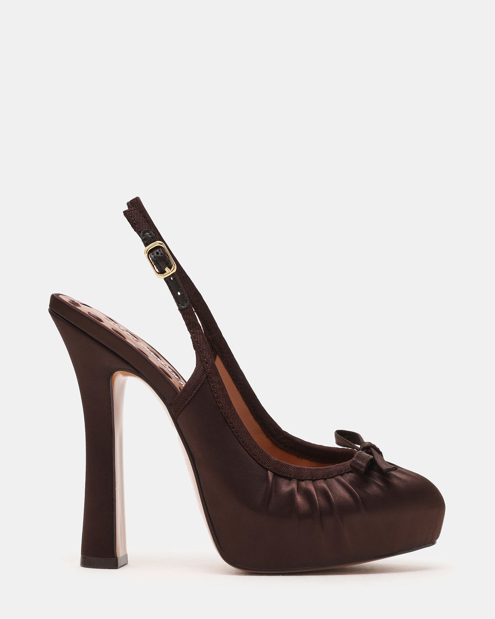 Steve Madden Sofie Satin Platform Slingback Pumps, Womens, 9, Brown