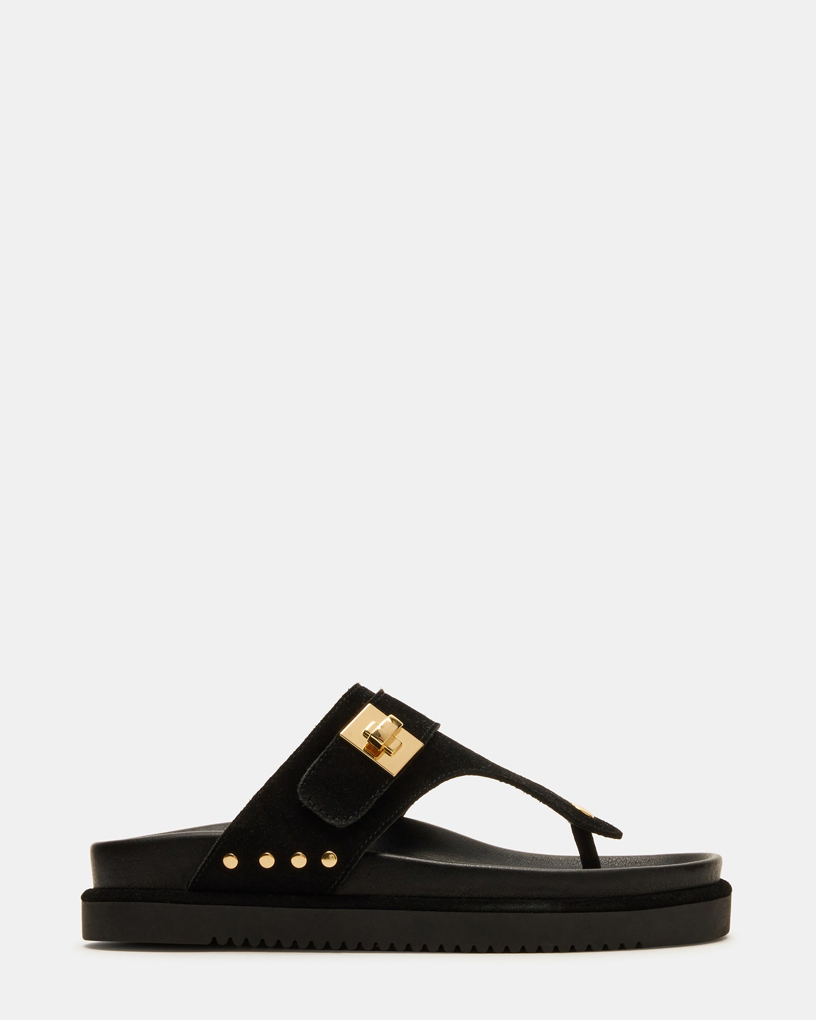 THONA Black Suede Women's Flatform Thong Sandal – Steve Madden