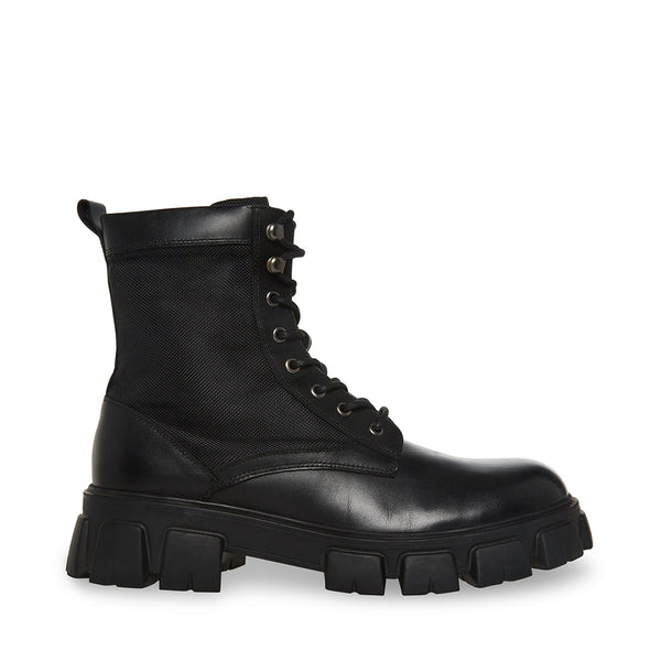 Supermercado Stevenson Sangrar CORTINA Black Leather Lug Sole Combat Boots | Men's Boots – Steve Madden