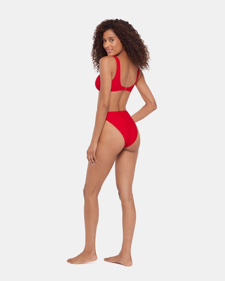 SLEEK 'N CHIC HIGH WAISTED BIKINI BOTTOM CHERRY - view 2