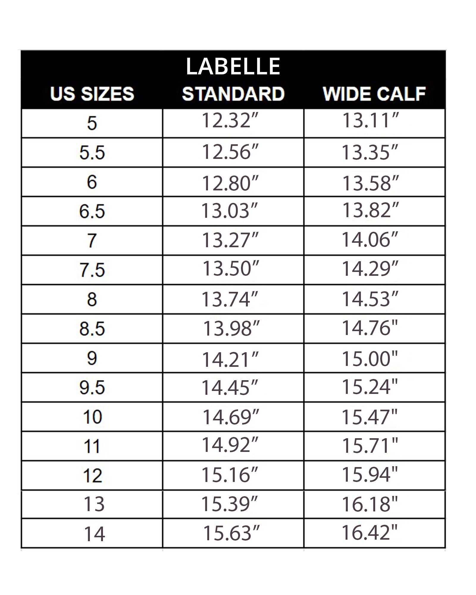Calf Measurement Chart