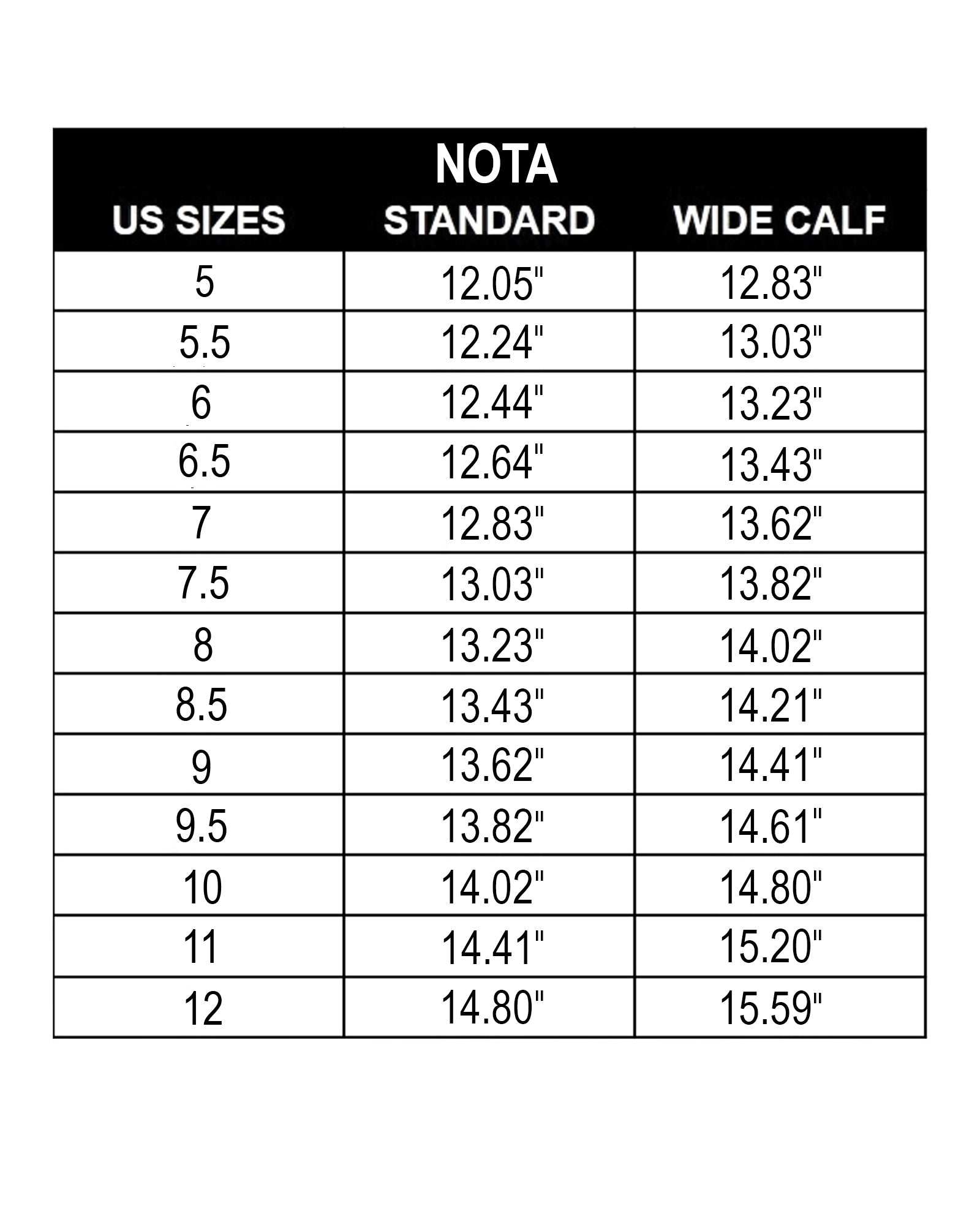 Calf Measurement Chart